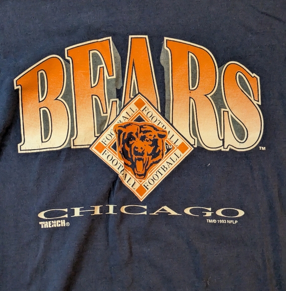 Vintage Trench Chicago Bears T Shirt Mens XL 1993 Single Stitch Made In USA NFL - Picture 2 of 9